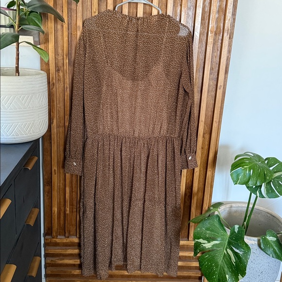 Vince Starry Dot Long-sleeve shift dress. Size M - Picture 3 of 11